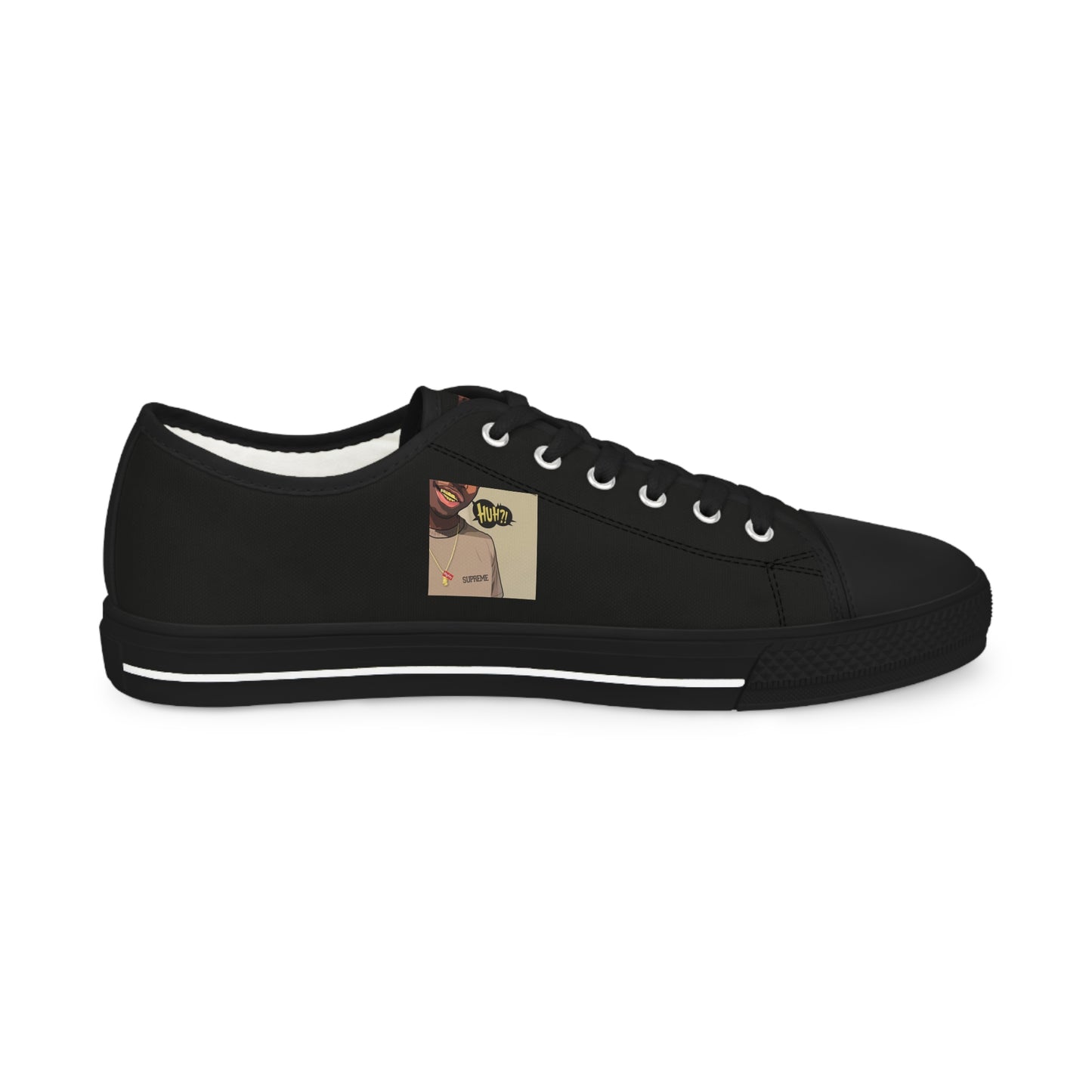 R&RH Stylish Men's Low Top Black Sneakers with Unique Graphic Design