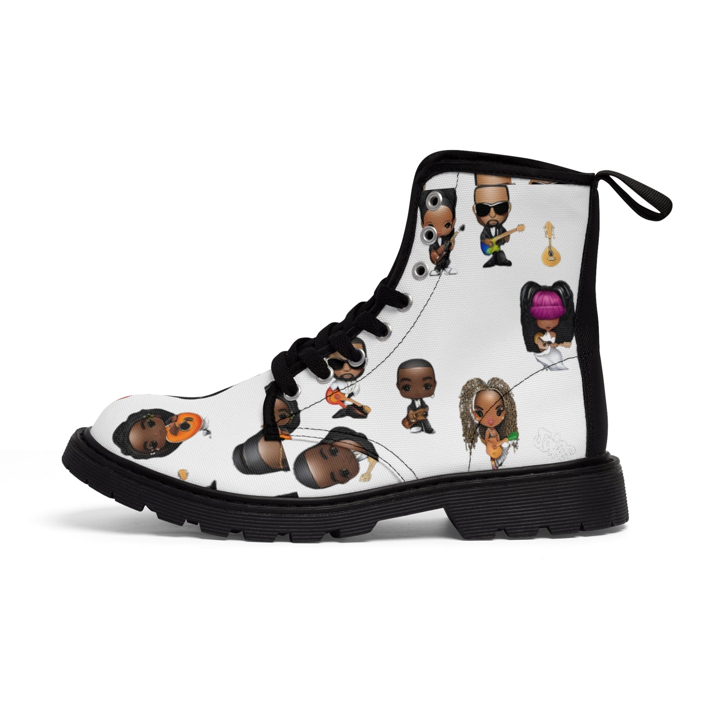 R_RH White Caricature Toons Women's Canvas Boots