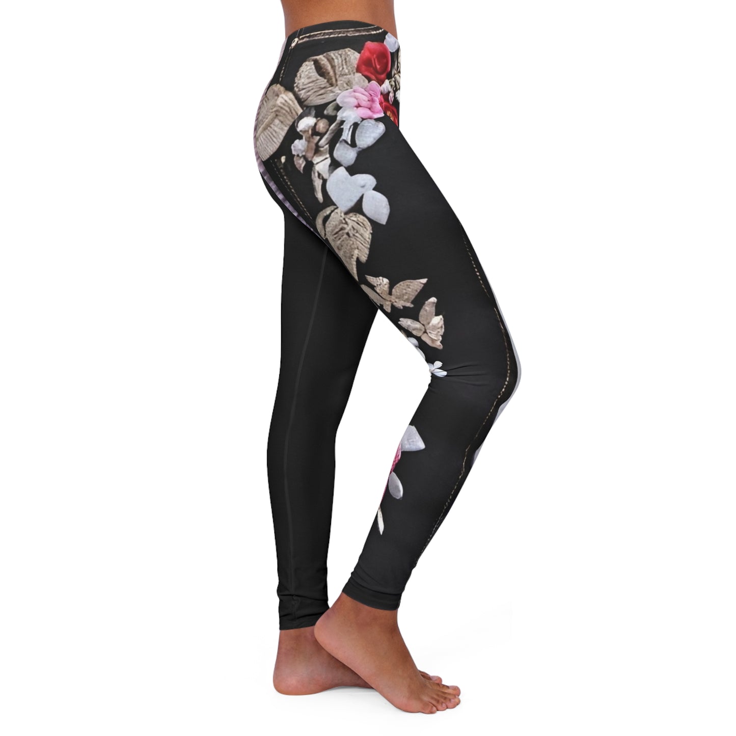 R_RH Women's Roses Spandex Leggings