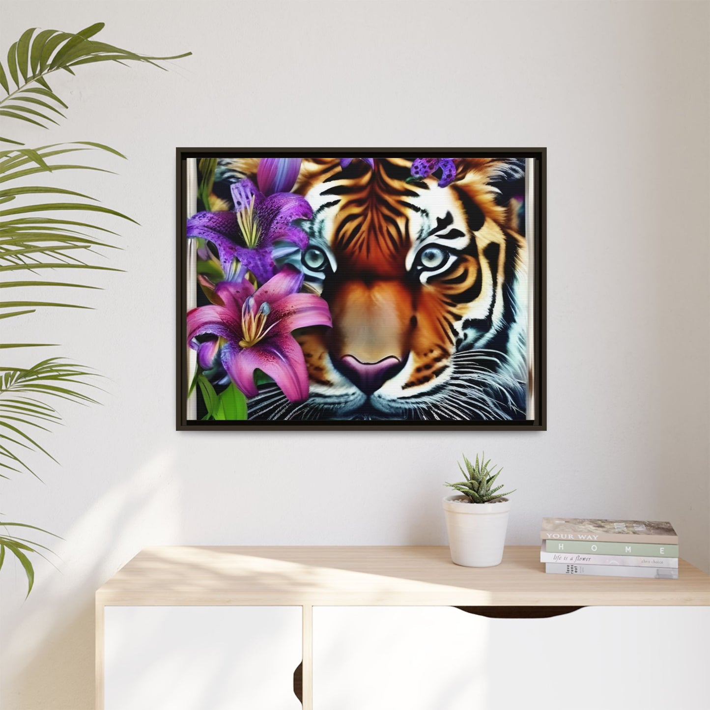 R&RH Vibrant Tiger Floral Framed Canvas Art