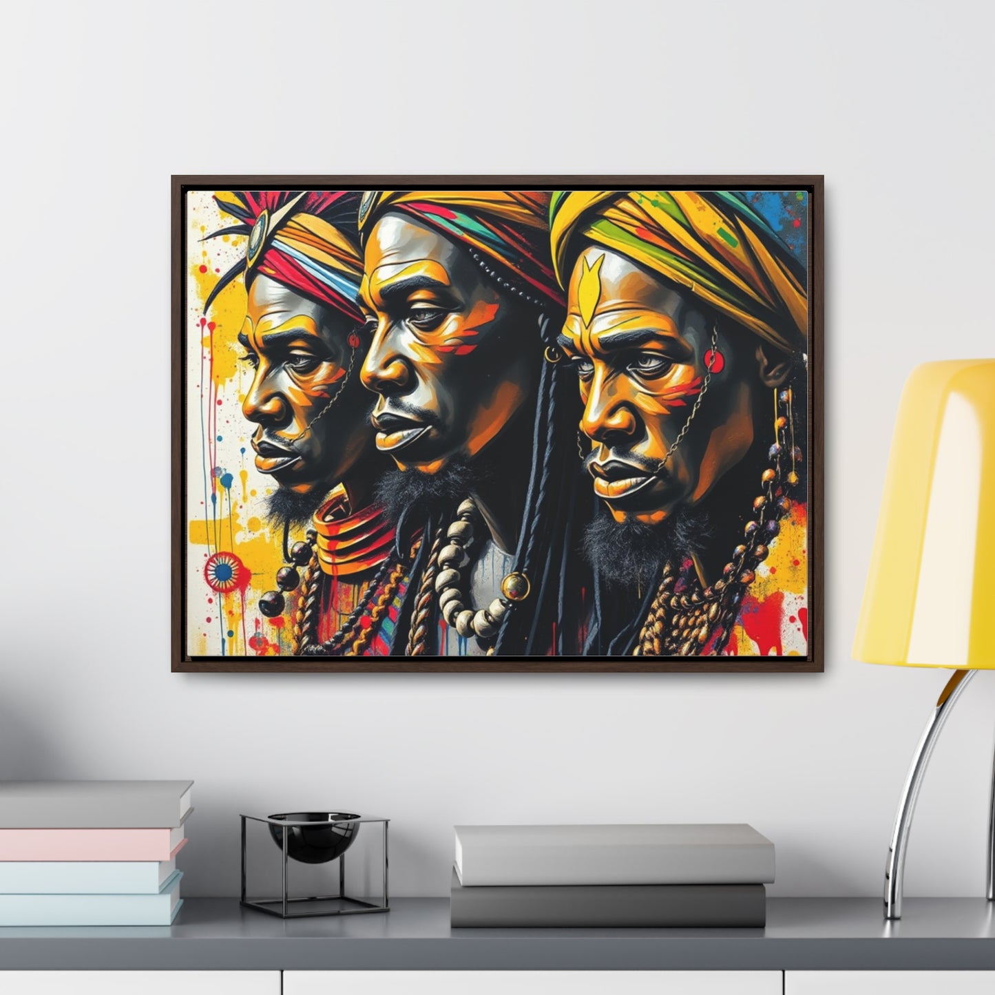 R&RH Cultural Heritage Canvas Wrap - Vibrant Art of Three Warriors