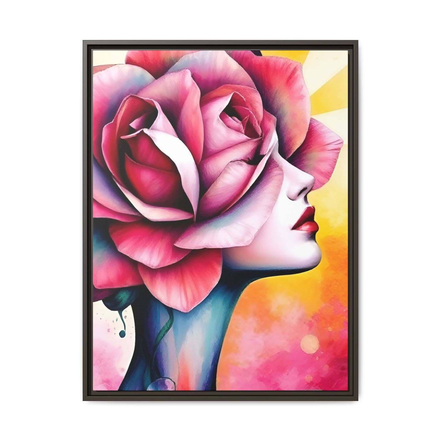 R&RH Framed Wall Art - Vibrant Floral Woman Portrait