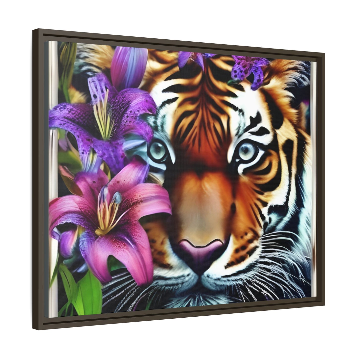 R&RH Vibrant Tiger Floral Framed Canvas Art