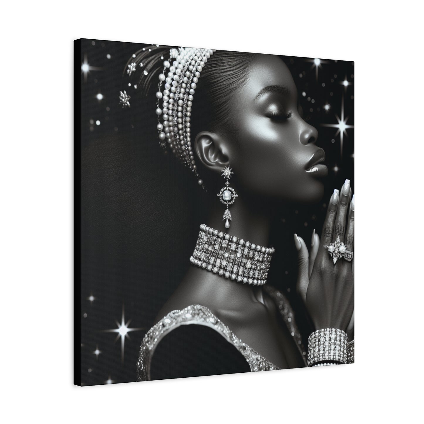 Elegant Black Woman Canvas Art - Stretched Wall Decor for Home