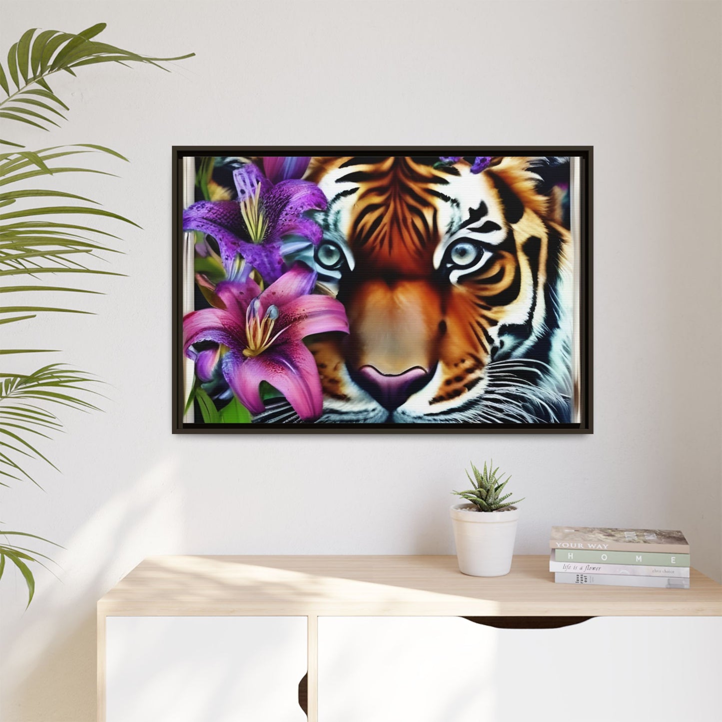 R&RH Vibrant Tiger Floral Framed Canvas Art