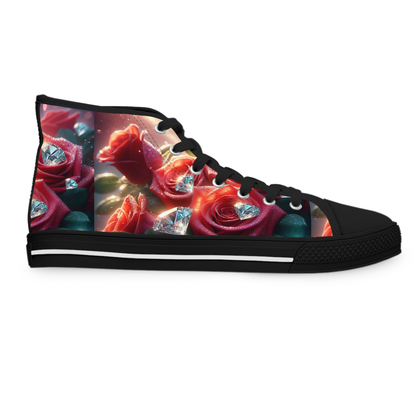 R&RH Women's High Top Sneakers with Floral Diamond Design - Stylish and Unique Footwear for Every Occasion