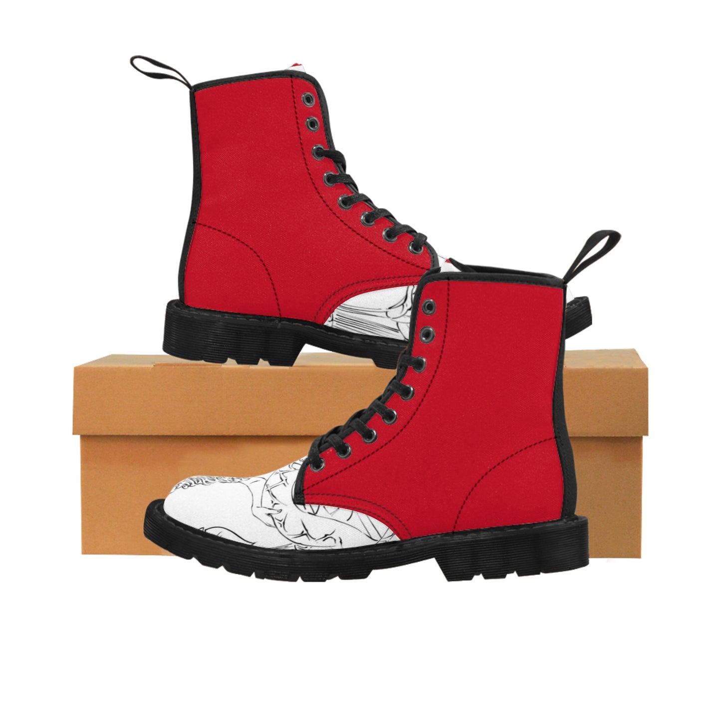 R&RH Women's Red and White Canvas Boots