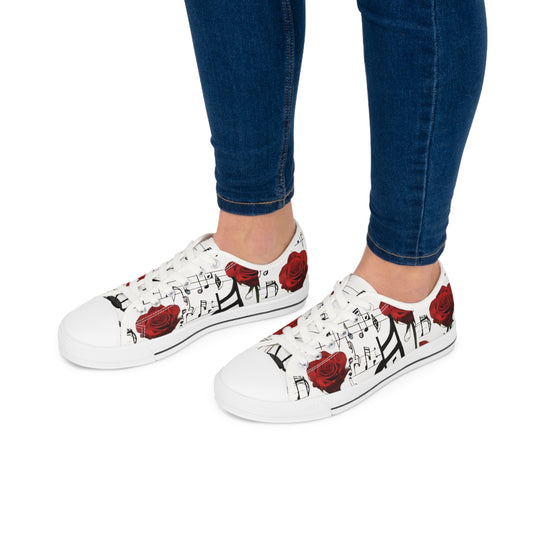 R&RH Musical Rose Women’s Low Top Sneakers - Stylish Casual Footwear for Music Lovers