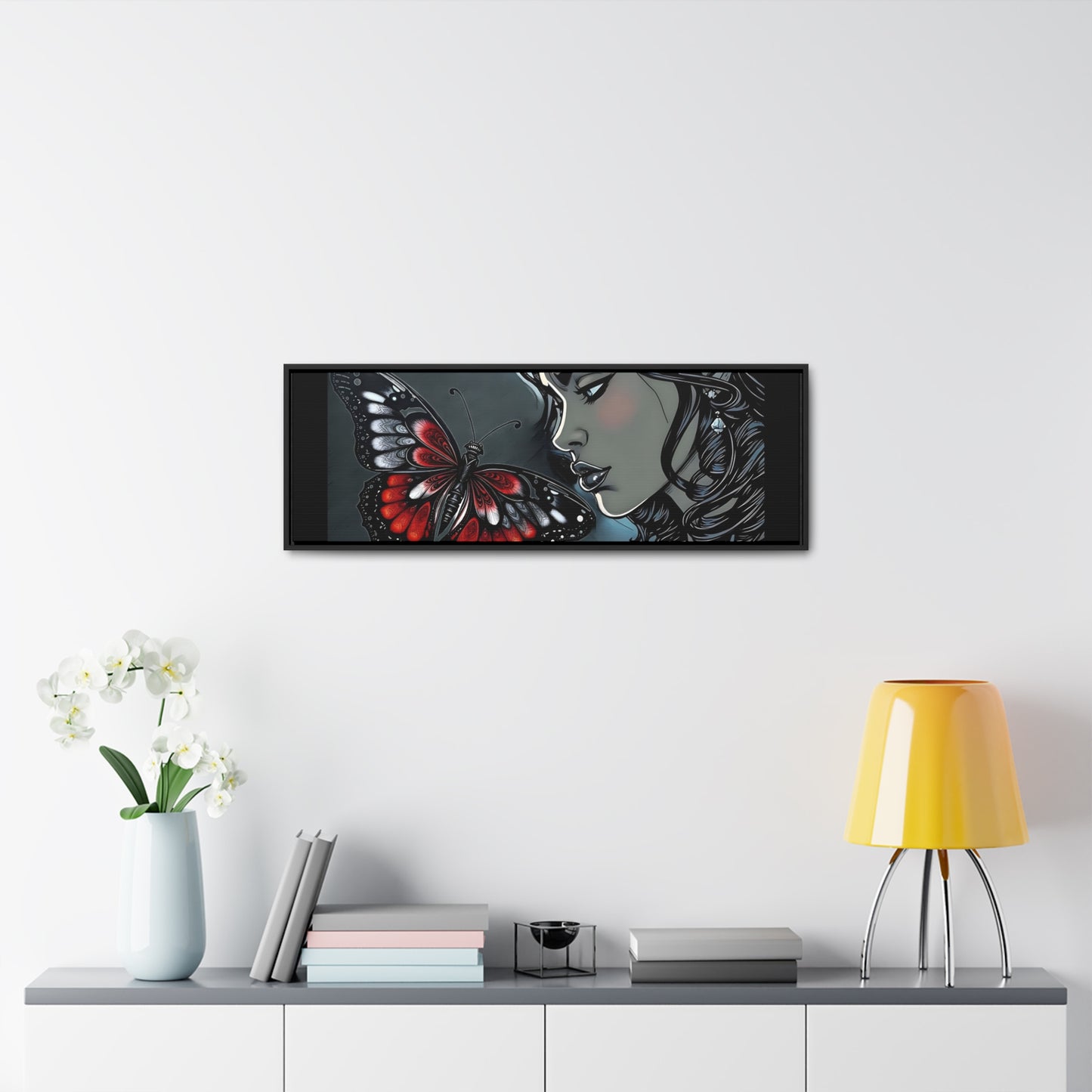 R&RH Black Butterfly Dream Canvas Art - Horizontal Frame - Modern Wall Decor