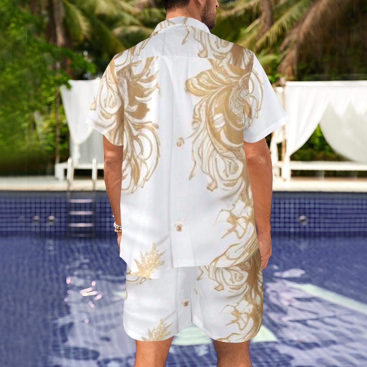 R&RH Men's White Designer Short Set