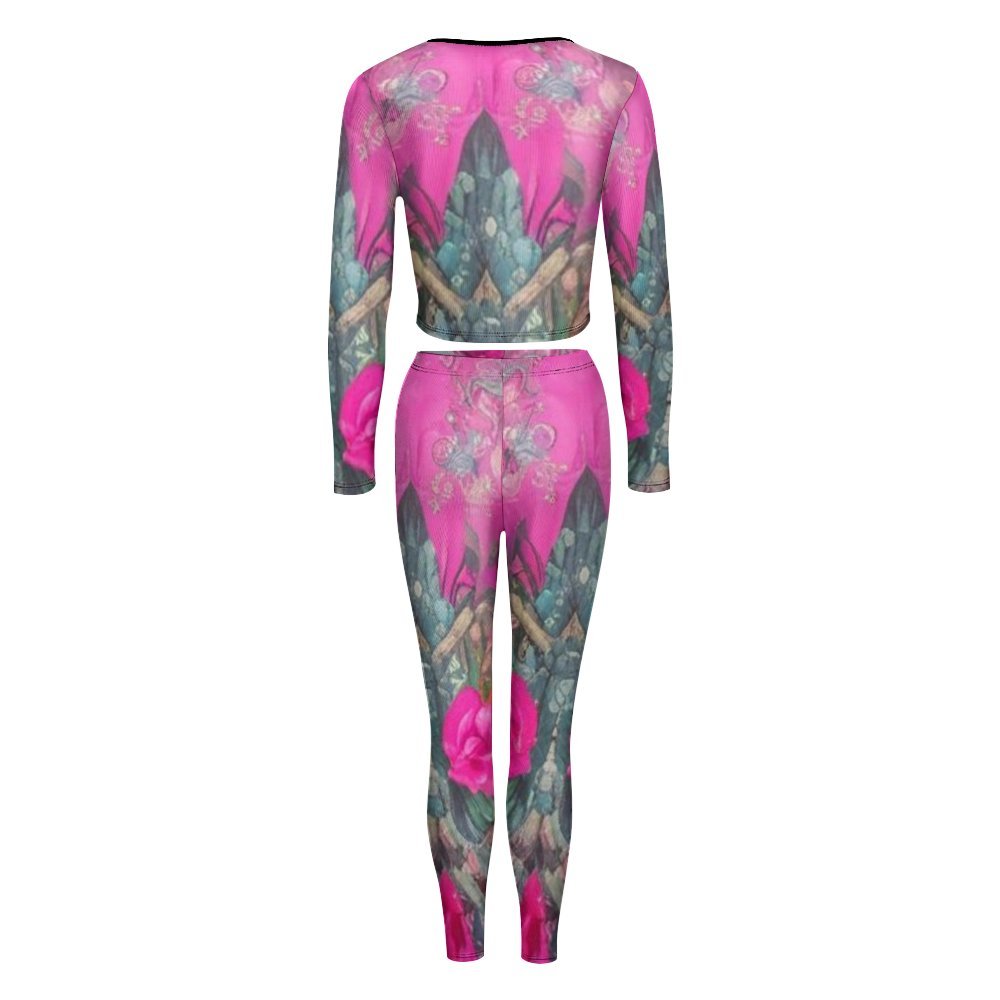 R&RH Womens Pink Yoga Jogging Suit