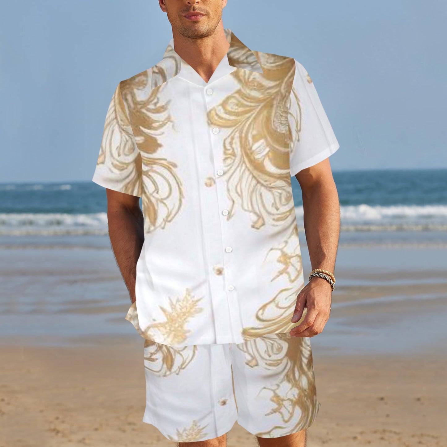 R&RH Men's White Designer Short Set