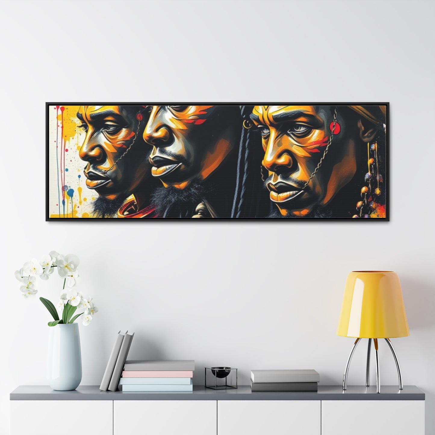 R&RH Cultural Heritage Canvas Wrap - Vibrant Art of Three Warriors