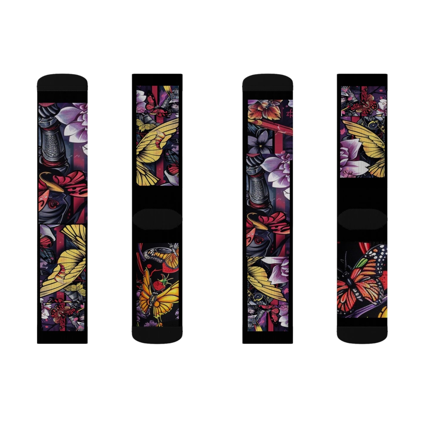 R&RH Vibrant Floral Ninja Sublimation Socks for Creative Souls | Unique Art Design