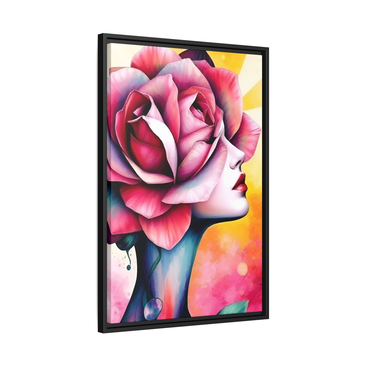 R&RH Framed Wall Art - Vibrant Floral Woman Portrait