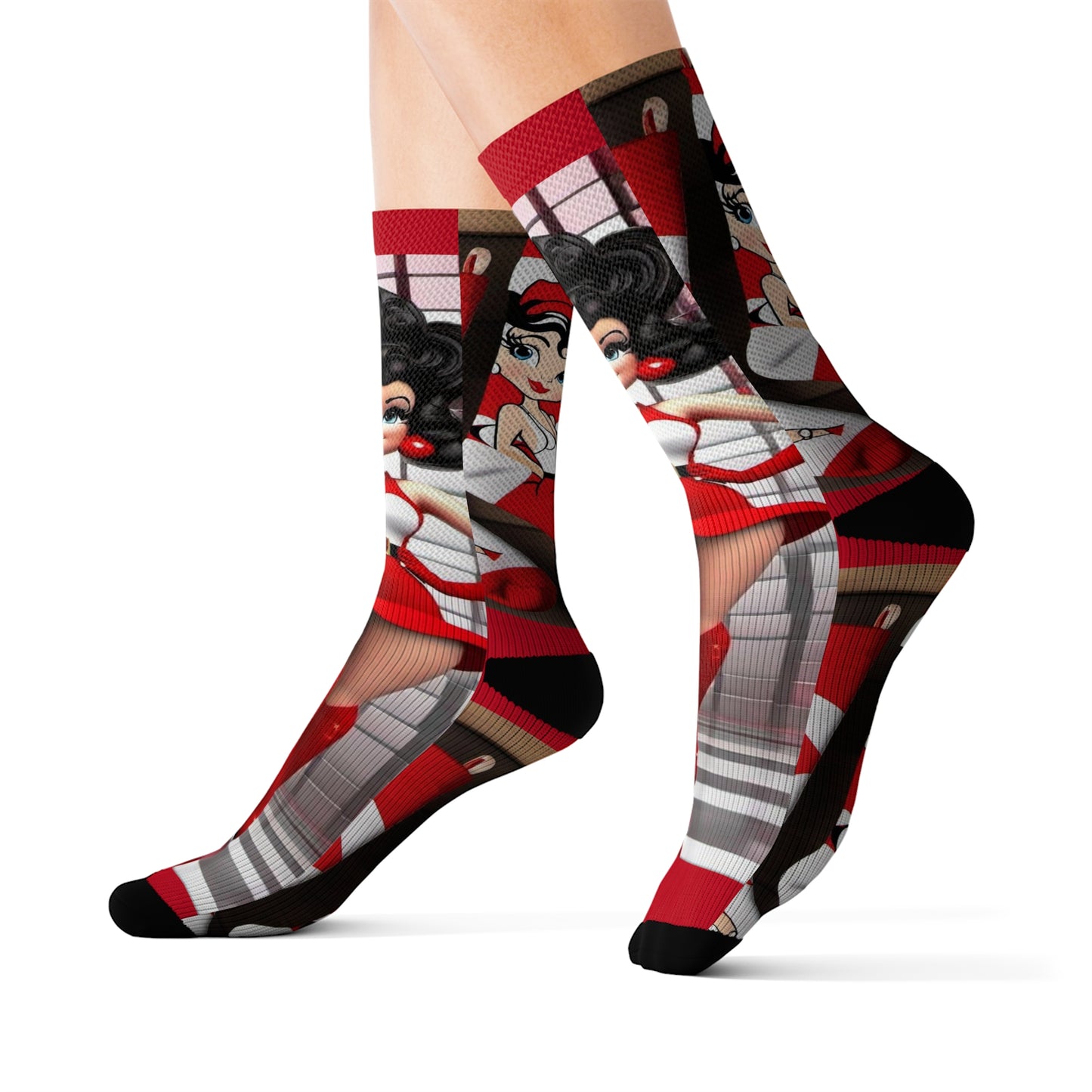 R&RH Red Boots Caricatures Socks