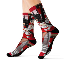 Load image into Gallery viewer, R&amp;RH Red Boots Caricatures Socks
