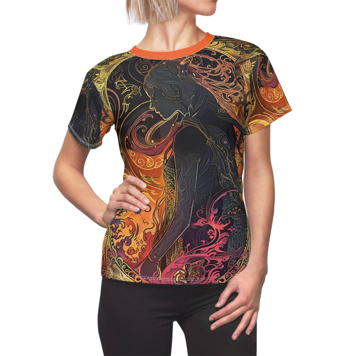 Bohemian Women's Cut & Sew Tee - Vibrant Abstract Design