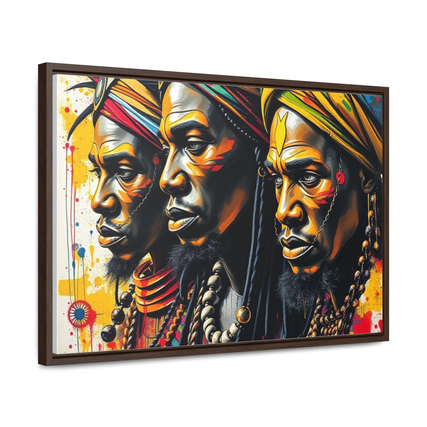 R&RH Cultural Heritage Canvas Wrap - Vibrant Art of Three Warriors