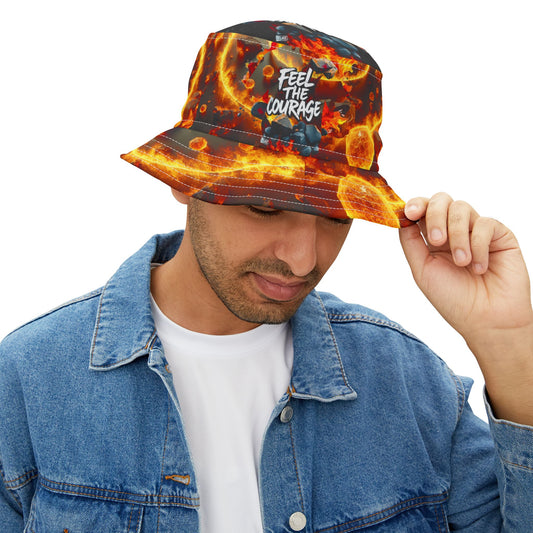 R&RH Bold 'Feel the Courage' Flame Bucket Hat - Stylish & Motivational Accessory