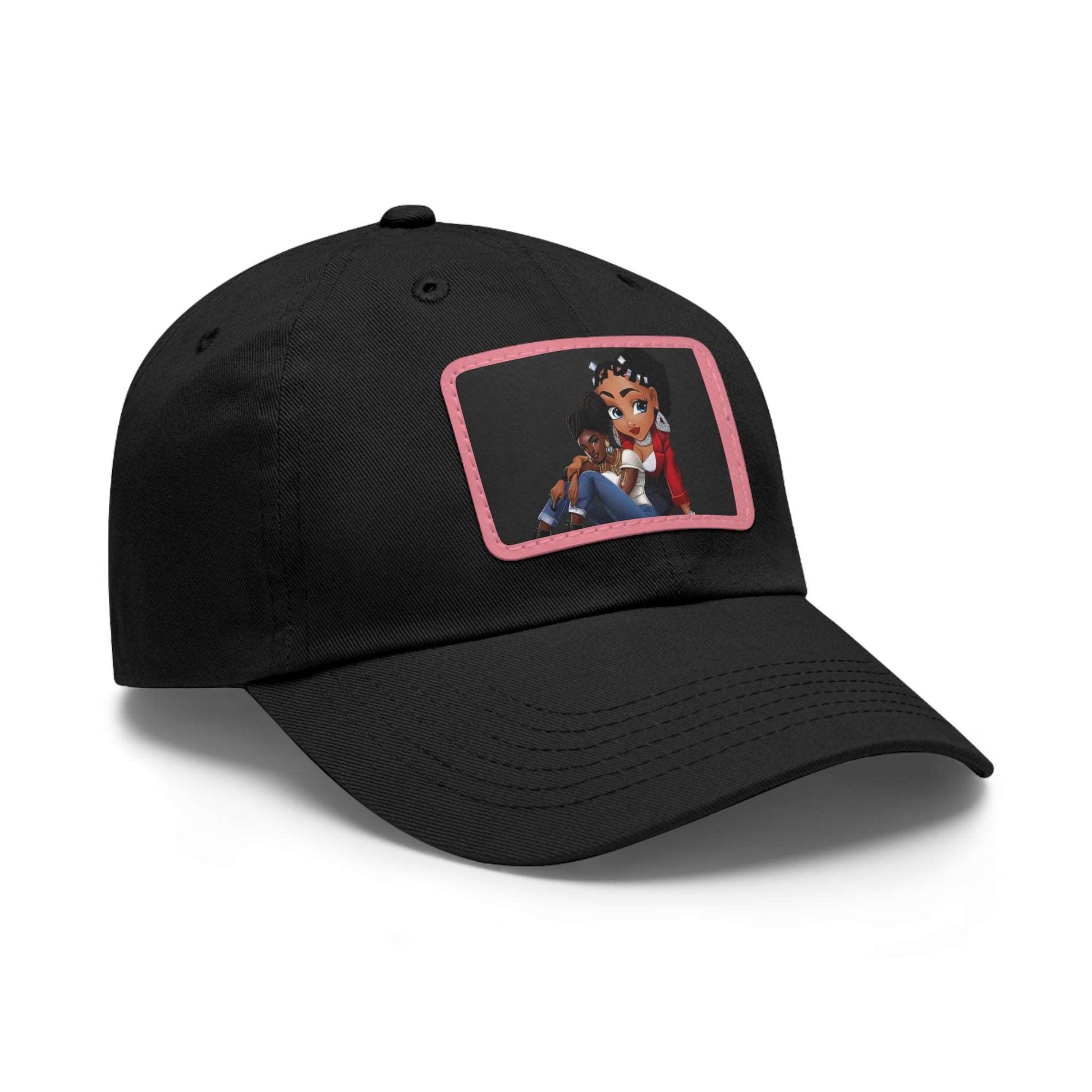 Caricature Black-Pink Hat with Leather Patch