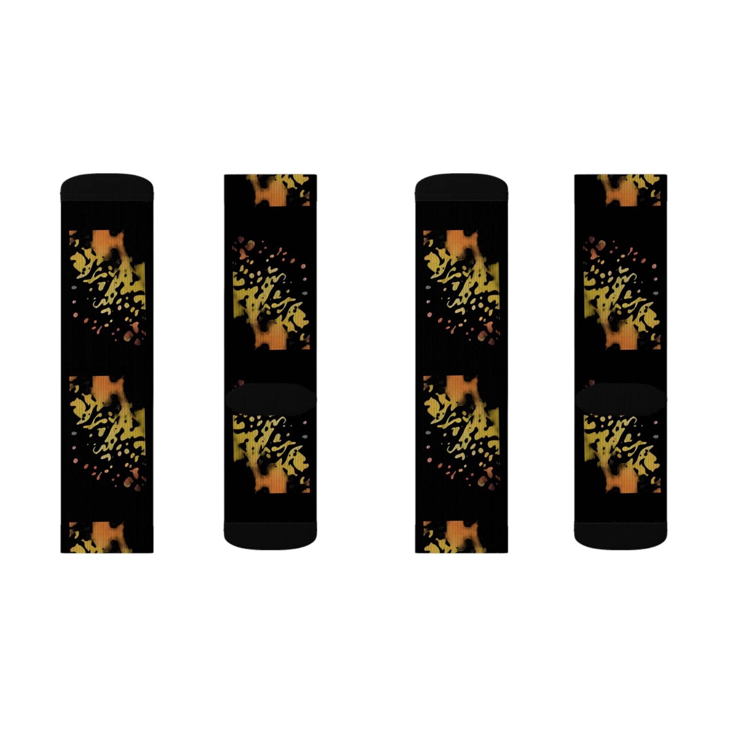 R&RH Unique Sublimation Black Unisex Socks with Colorful Design - Perfect for Gifting and Everyday Wear