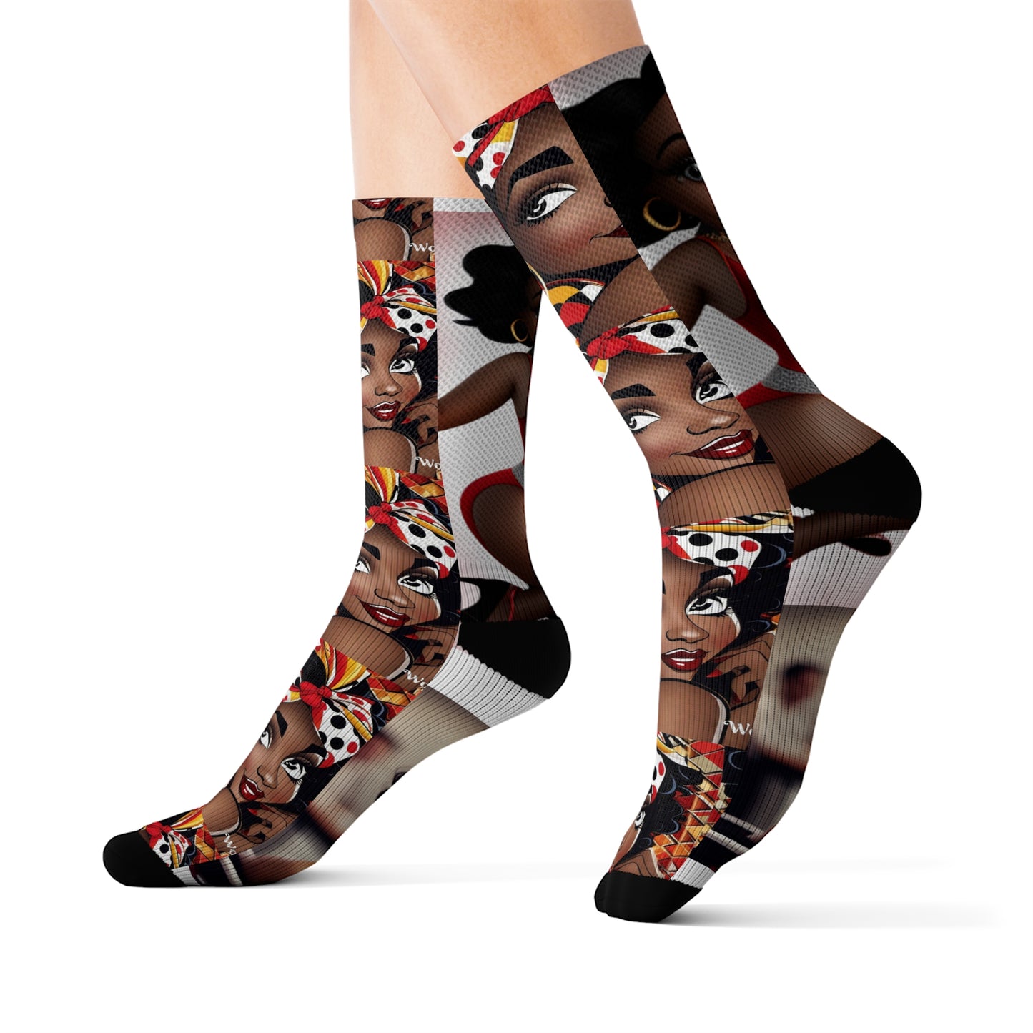 R_RH Red Caricature Sublimation Socks