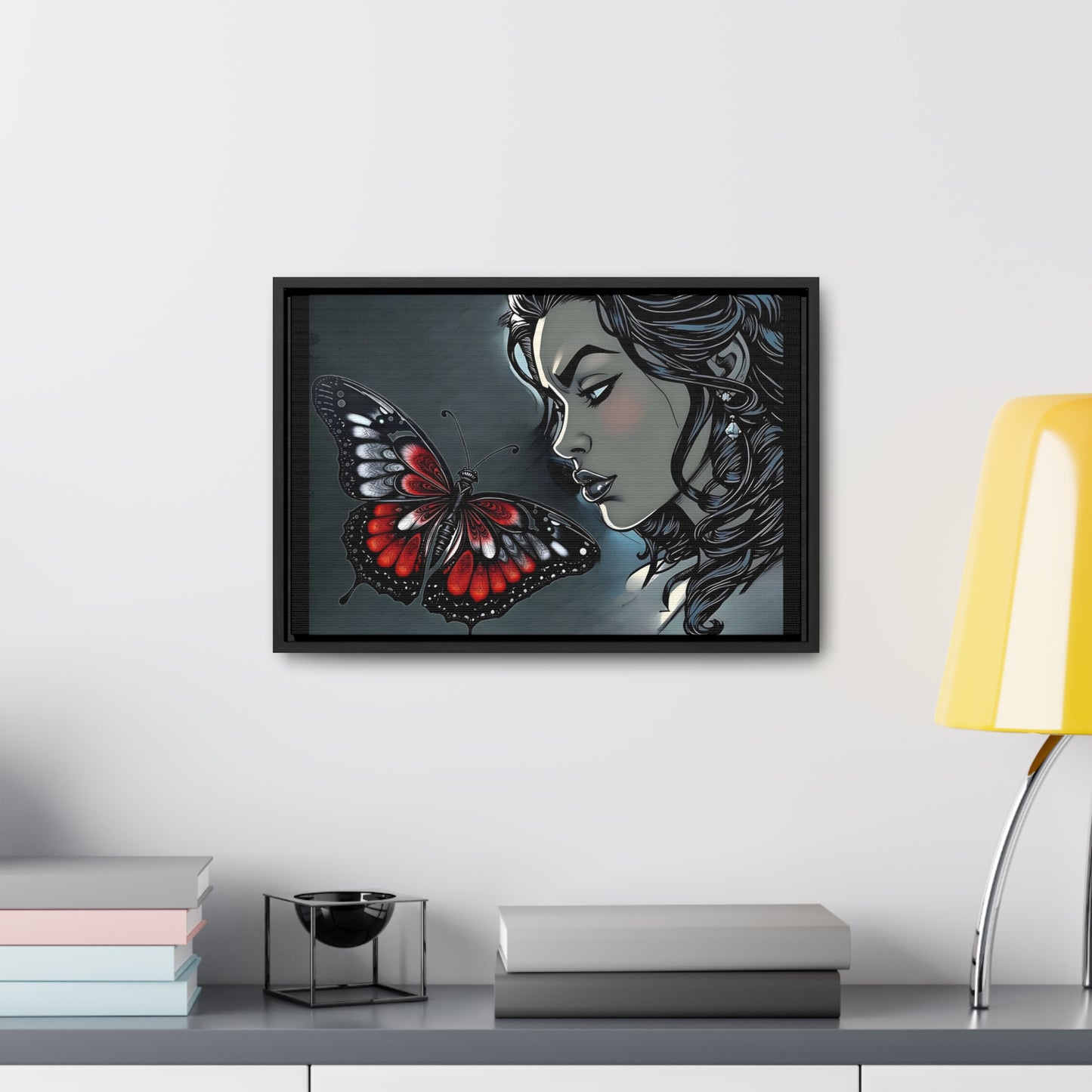 R&RH Black Butterfly Dream Canvas Art - Horizontal Frame - Modern Wall Decor