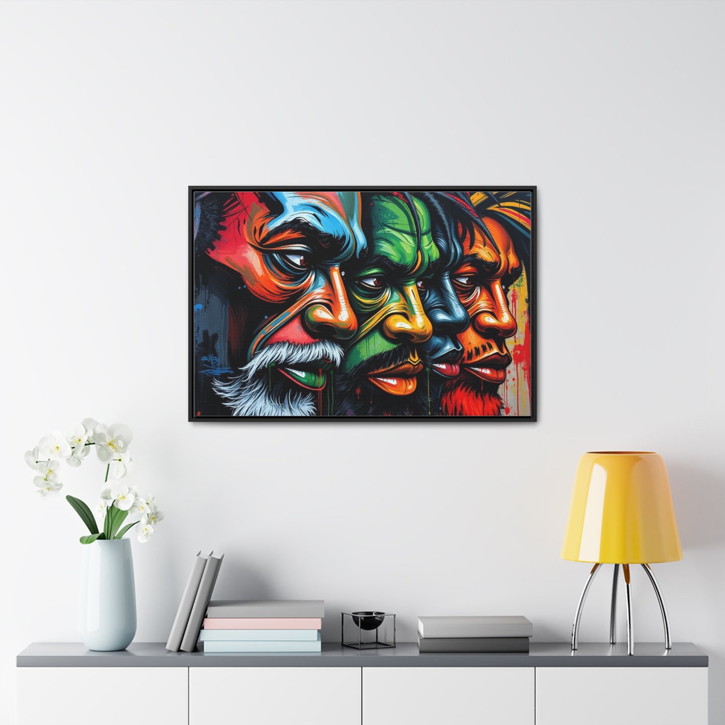 R&RH Vibrant Gallery Canvas Wraps - Horizontal Framed Art featuring Colorful Changing Faces