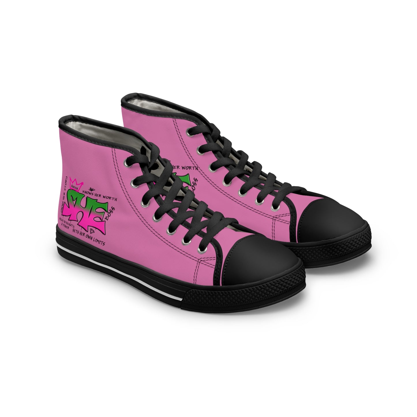 R&RH Women's She High Top Pink Sneakers