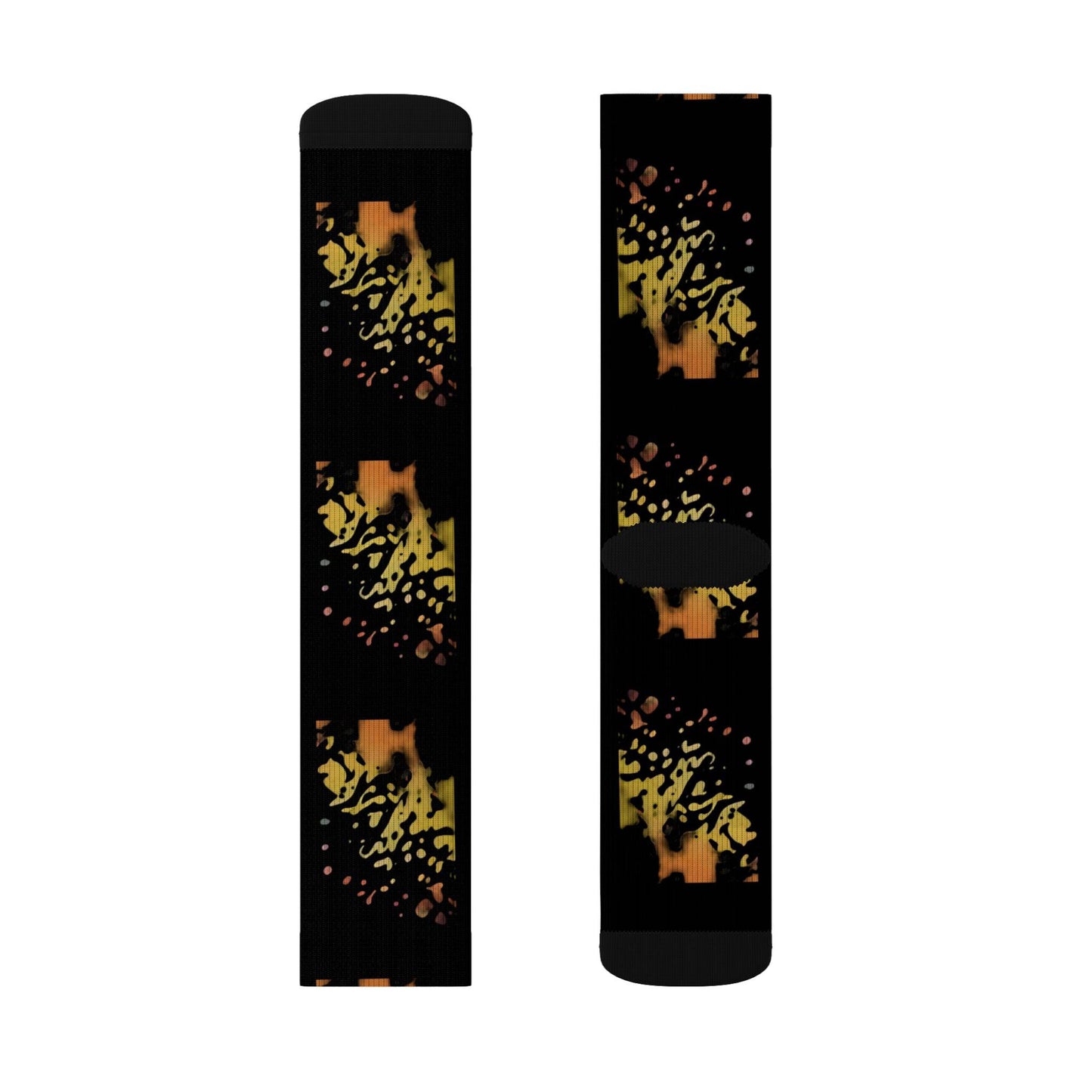 R&RH Unique Sublimation Black Unisex Socks with Colorful Design - Perfect for Gifting and Everyday Wear