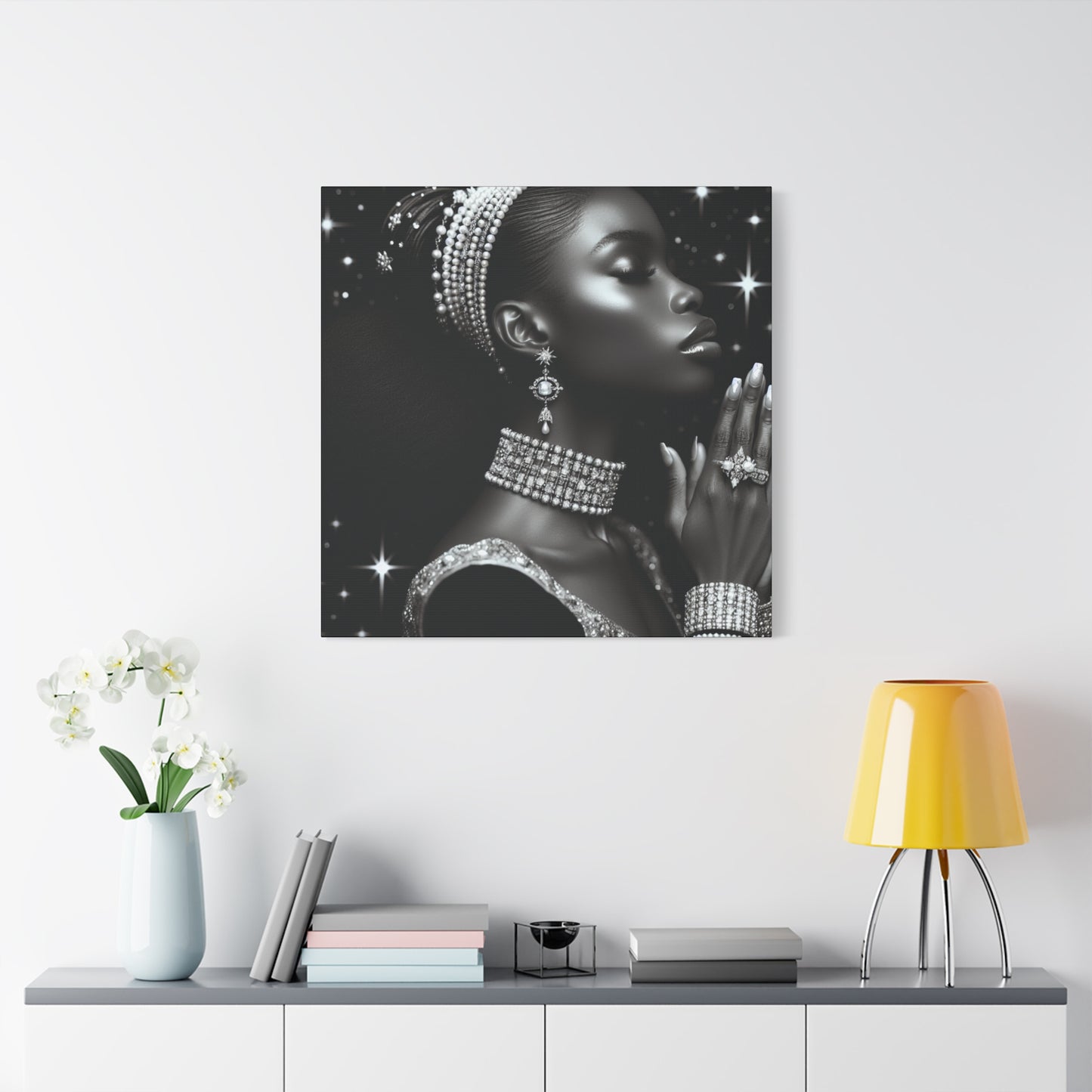 Elegant Black Woman Canvas Art - Stretched Wall Decor for Home