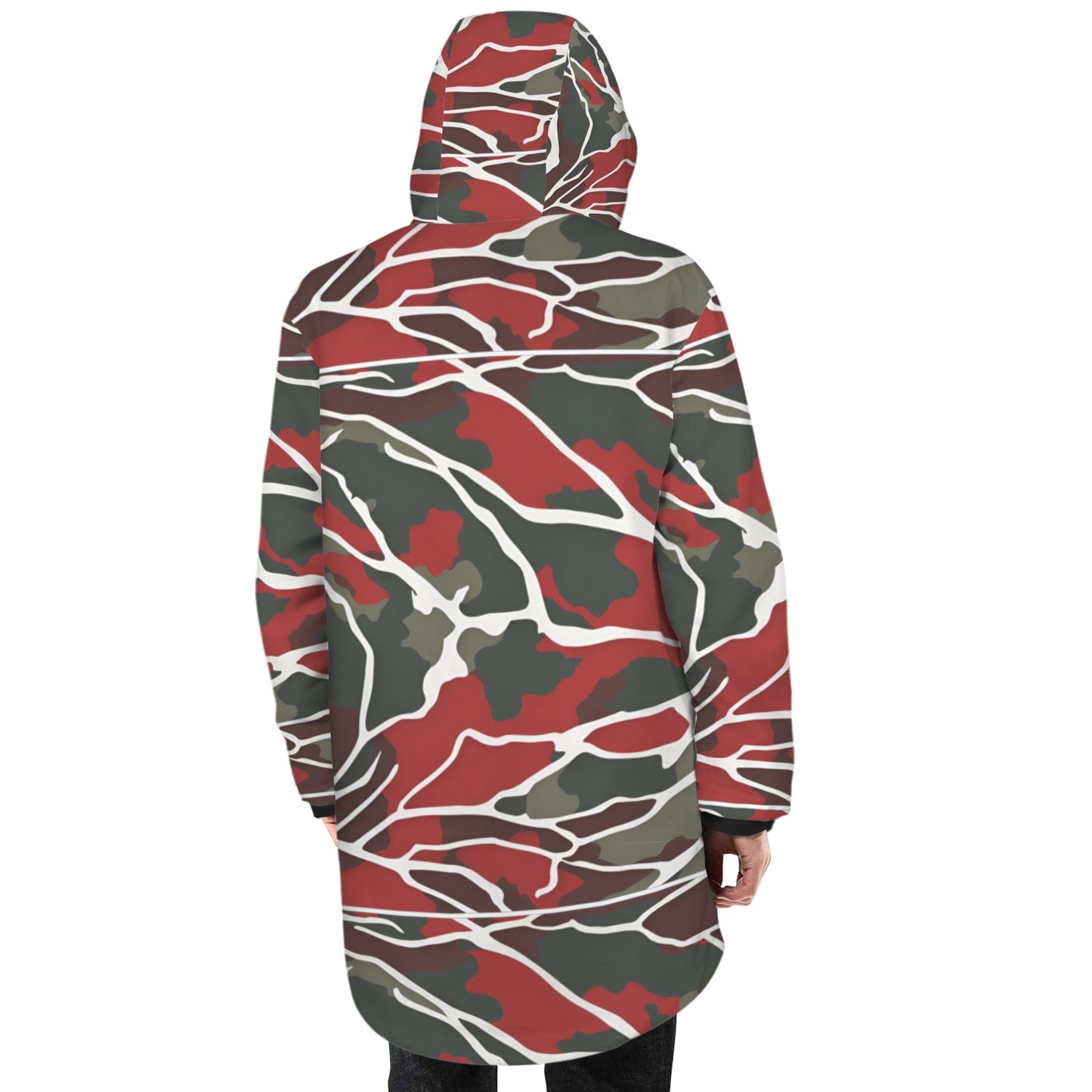 R&RH Men's Camoflage and Red Mid Length Hooded Coat