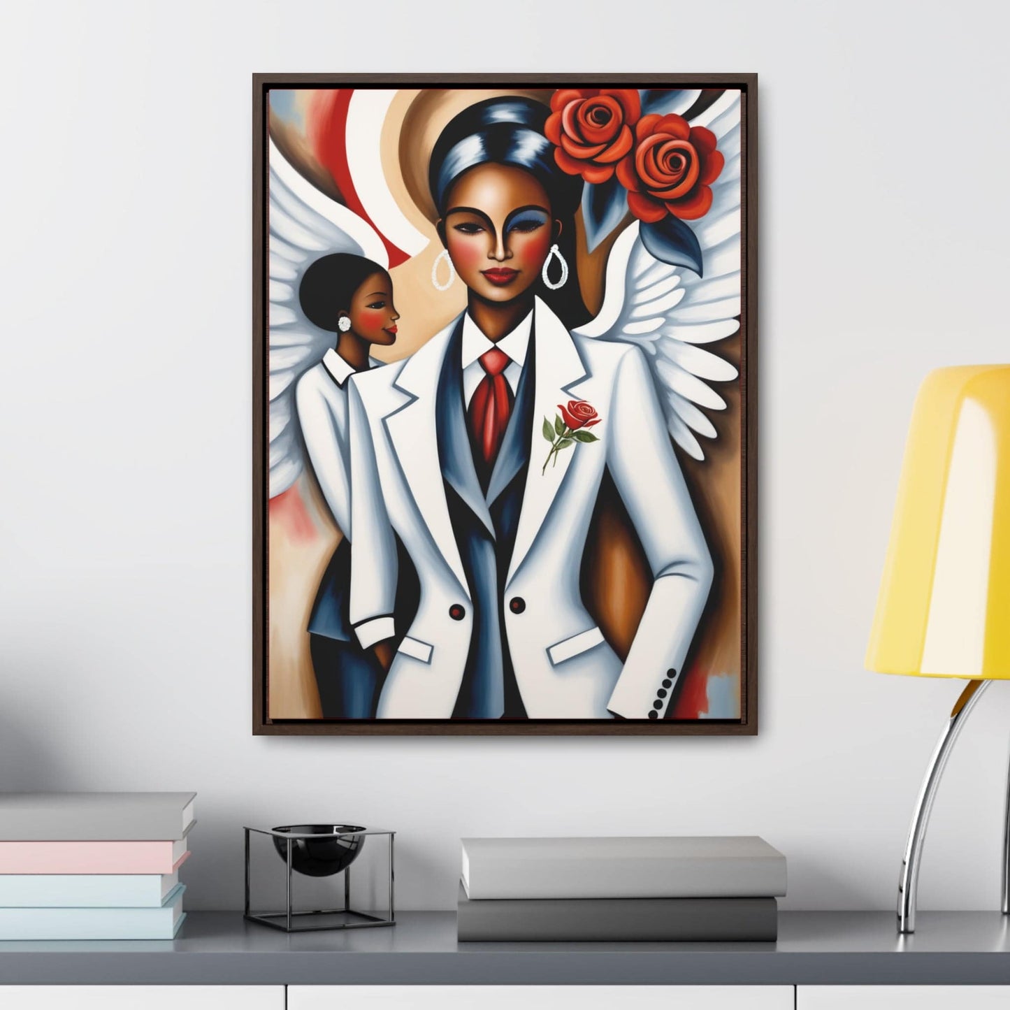 R&RH Red and White Angels Smile Canvas Portrait Empowering Gallery Canvas Wrap - Modern Art for Inspirational Spaces