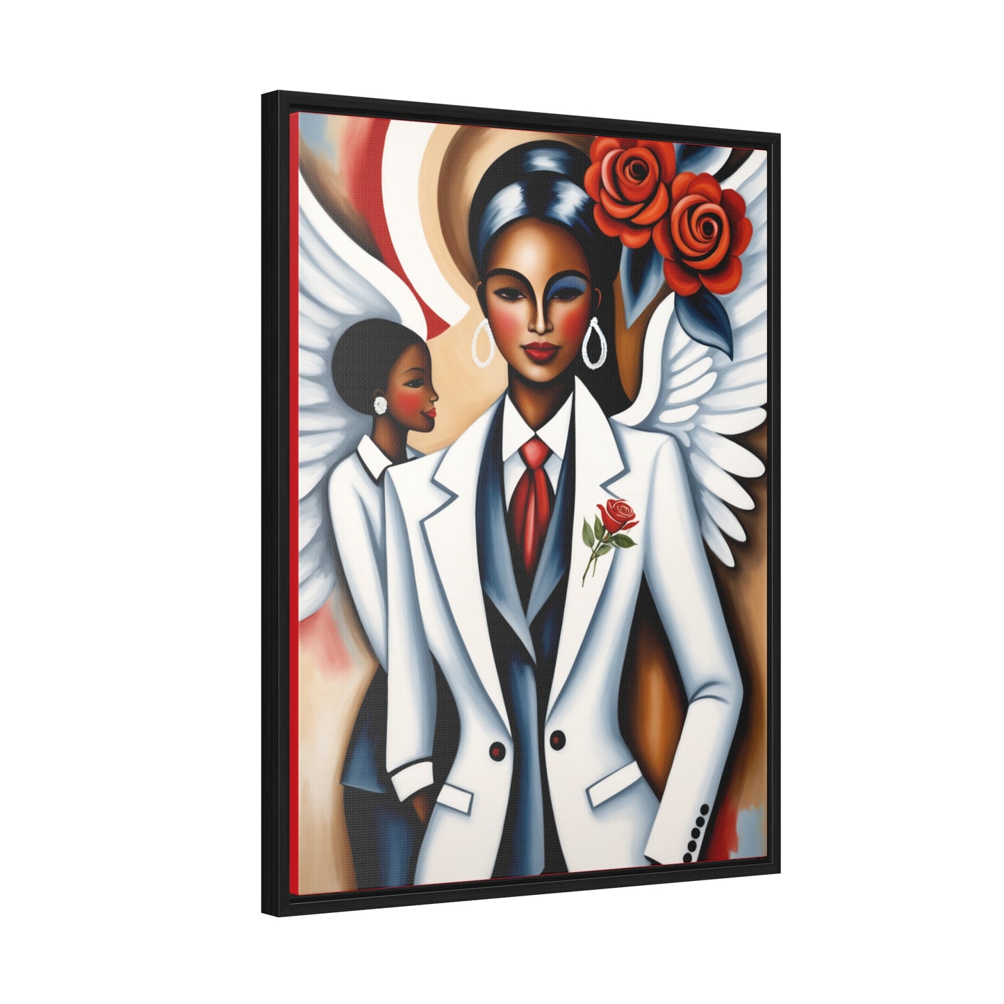 R&RH Red and White Angels Smile Canvas Portrait Empowering Gallery Canvas Wrap - Modern Art for Inspirational Spaces