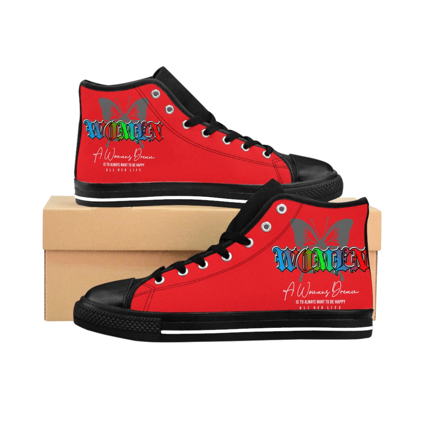 R&RH Women’s Classic Red Sneakers - Vibrant Red Design with Empowering Message