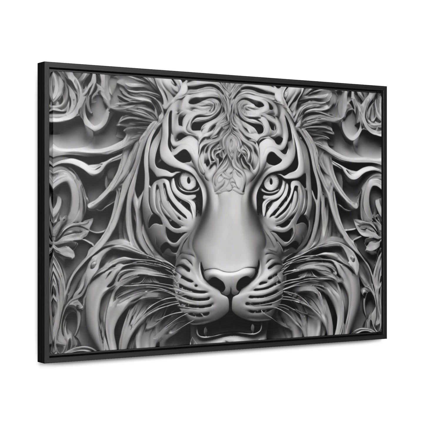 R&RH Black and White Lion Gallery Canvas With Horizontal Frame