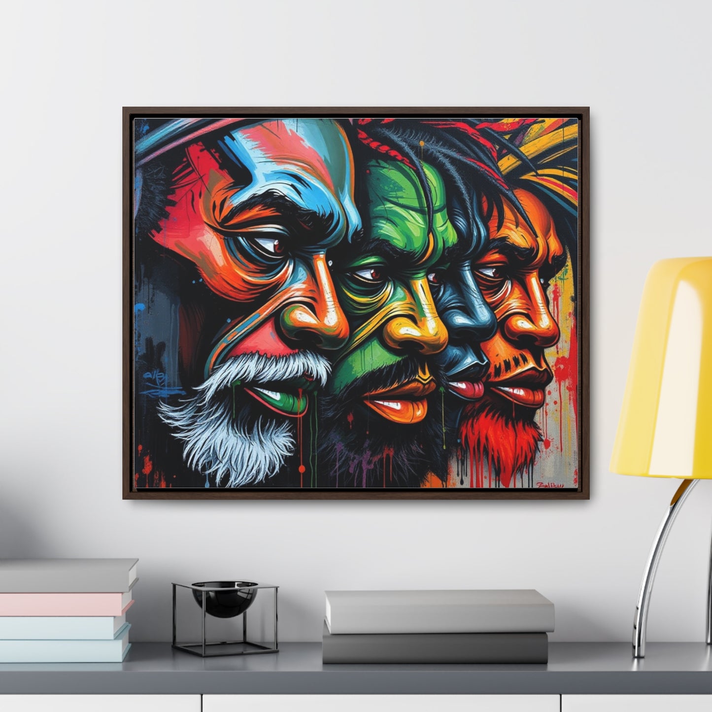 R&RH Vibrant Gallery Canvas Wraps - Horizontal Framed Art featuring Colorful Changing Faces