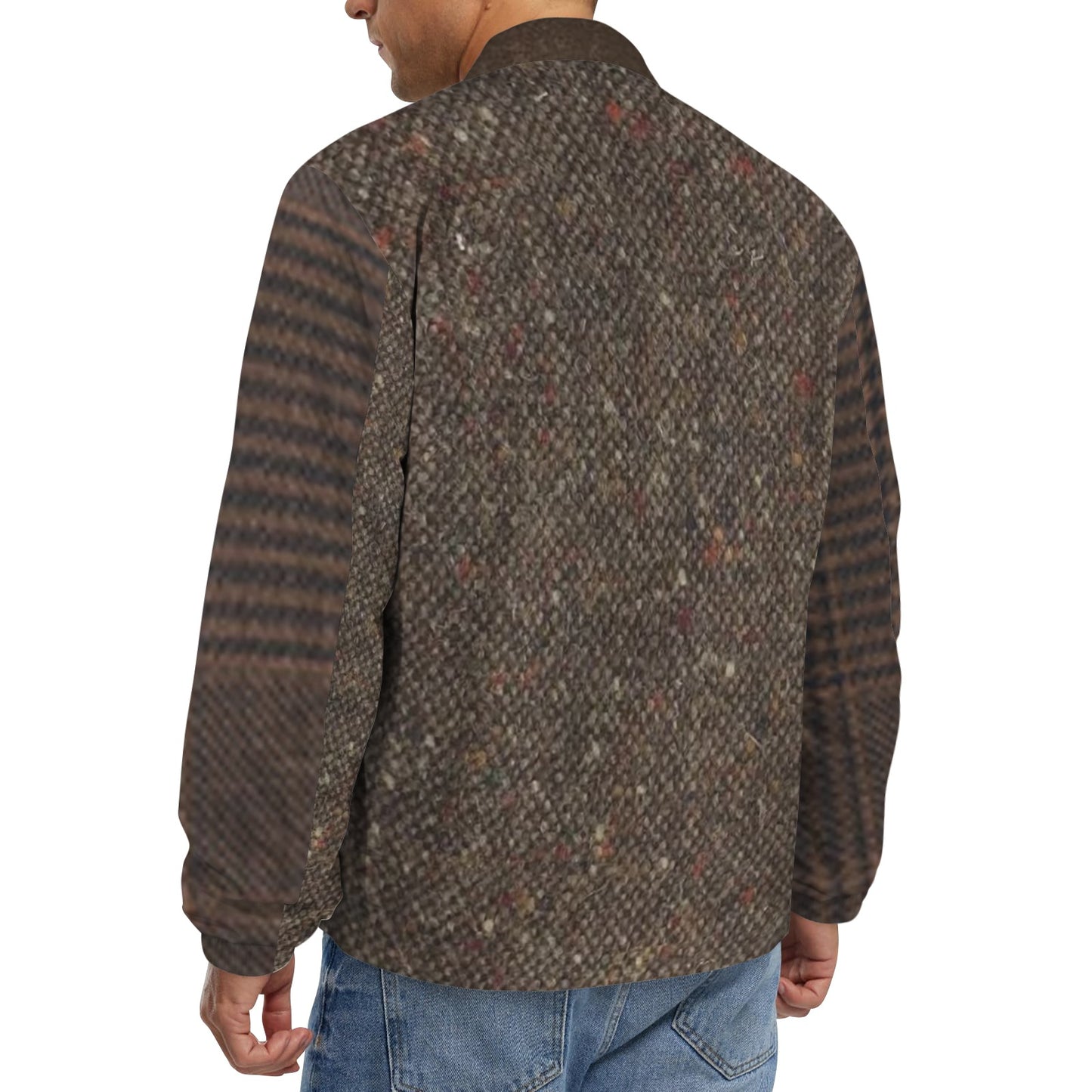 R&RH Men's Brown Tweed Look Turn-Down Collar Jacket