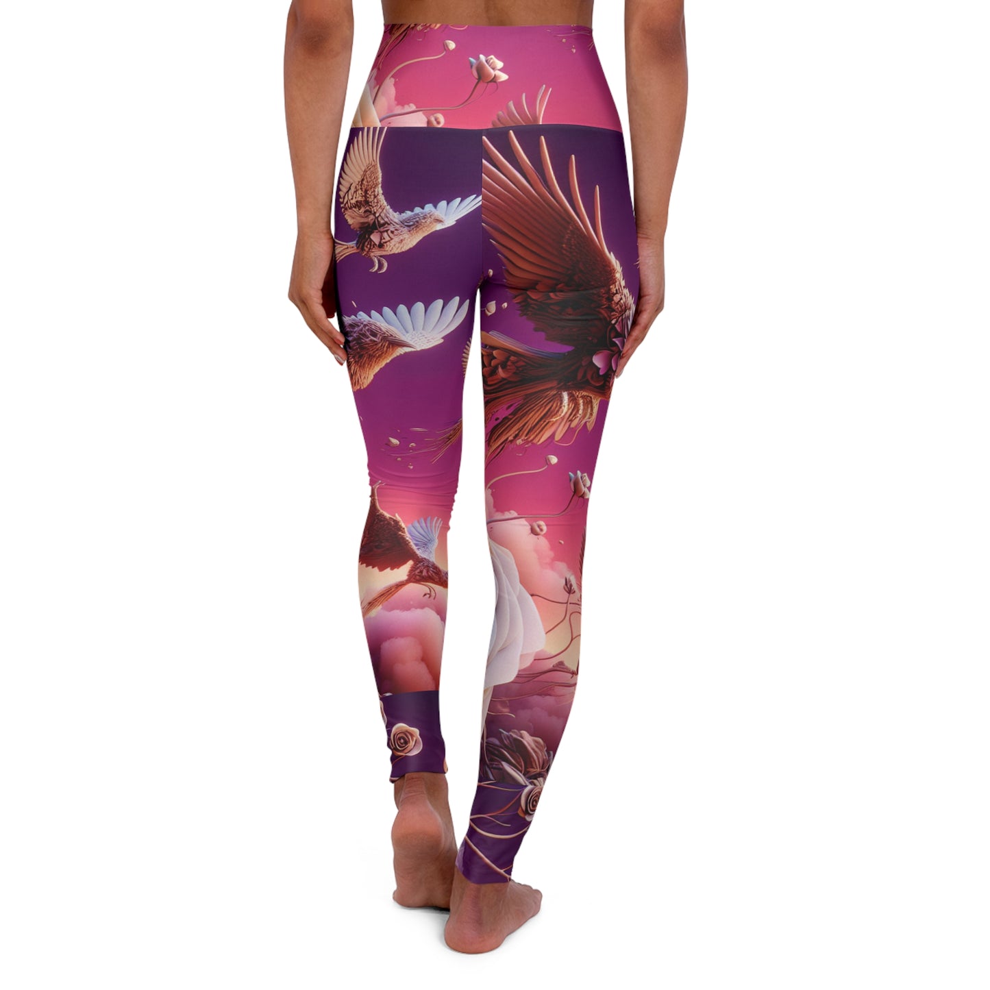 R&RH Purple Eco-Friendly High Waisted Yoga Leggings with Nature-Inspired Design