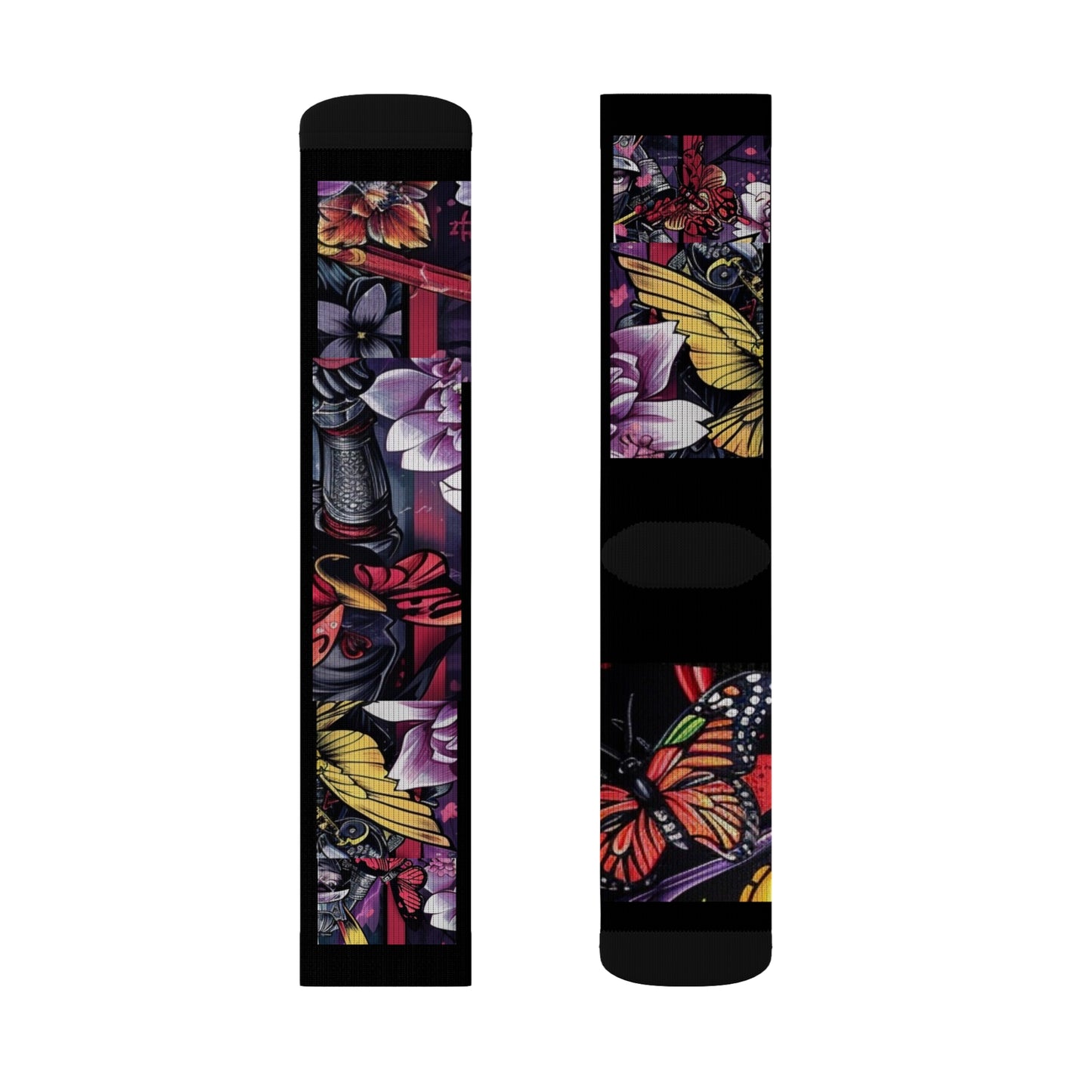 R&RH Vibrant Floral Ninja Sublimation Socks for Creative Souls | Unique Art Design