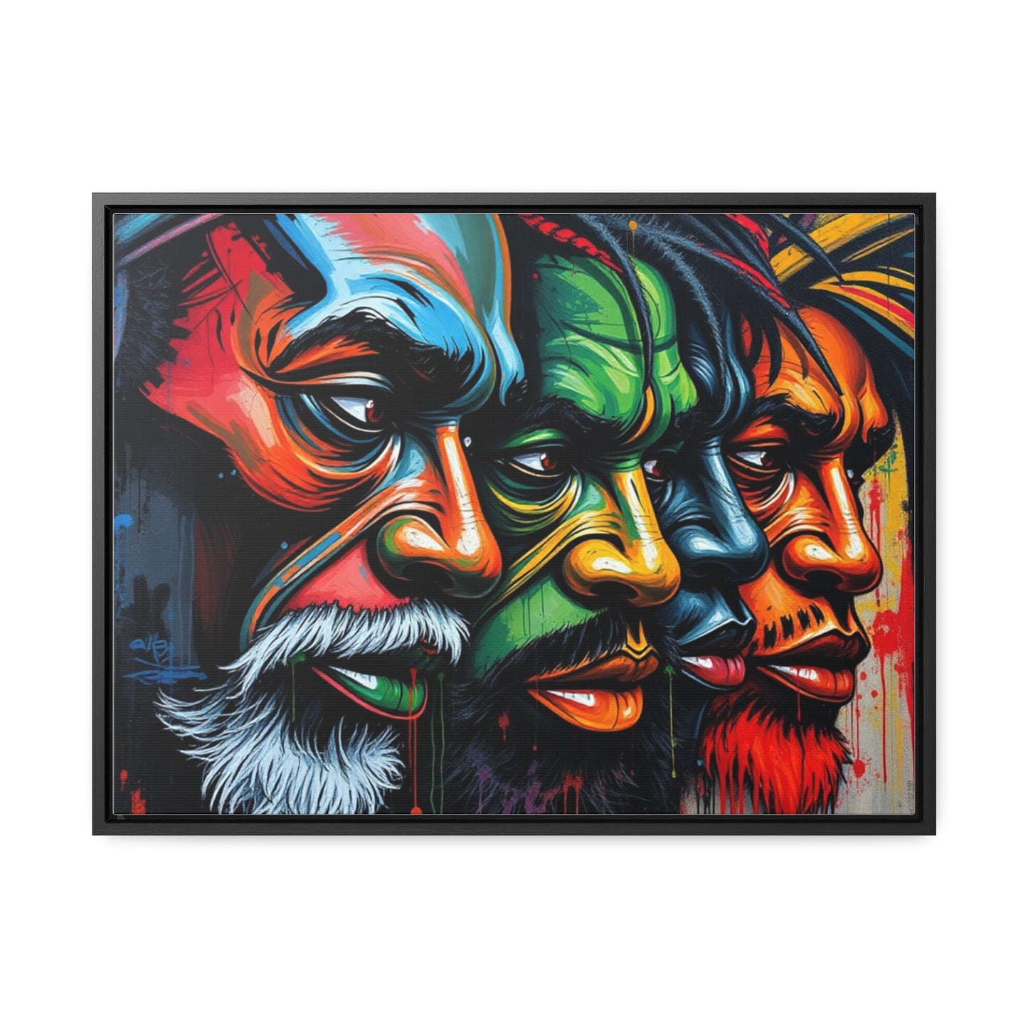 R&RH Vibrant Gallery Canvas Wraps - Horizontal Framed Art featuring Colorful Changing Faces