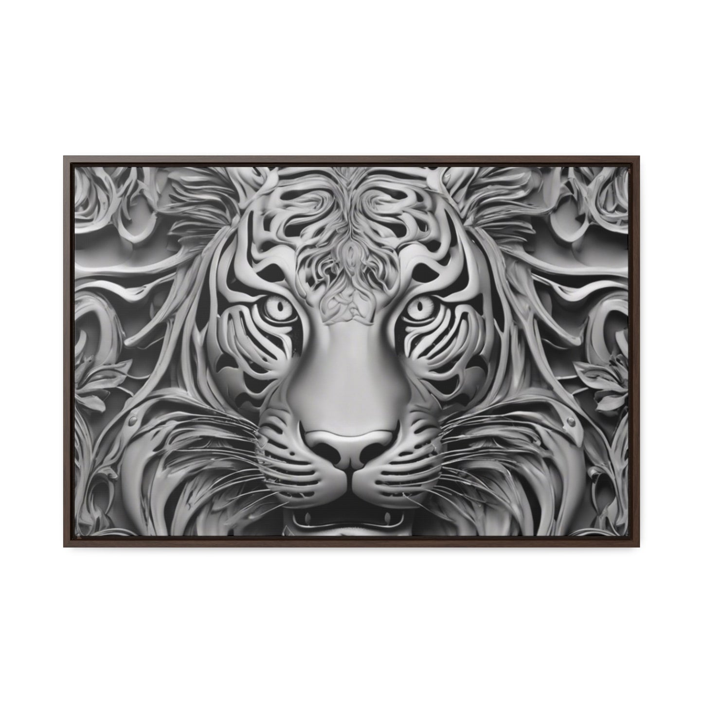 R&RH Black and White Lion Gallery Canvas With Horizontal Frame