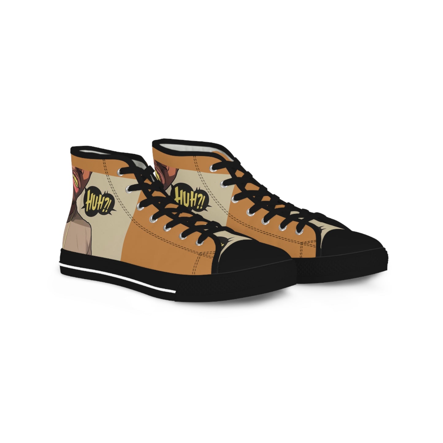 R_RH Tan and brown Huh Men's High Top Sneakers