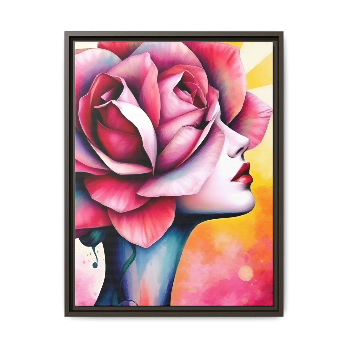 R&RH Framed Wall Art - Vibrant Floral Woman Portrait