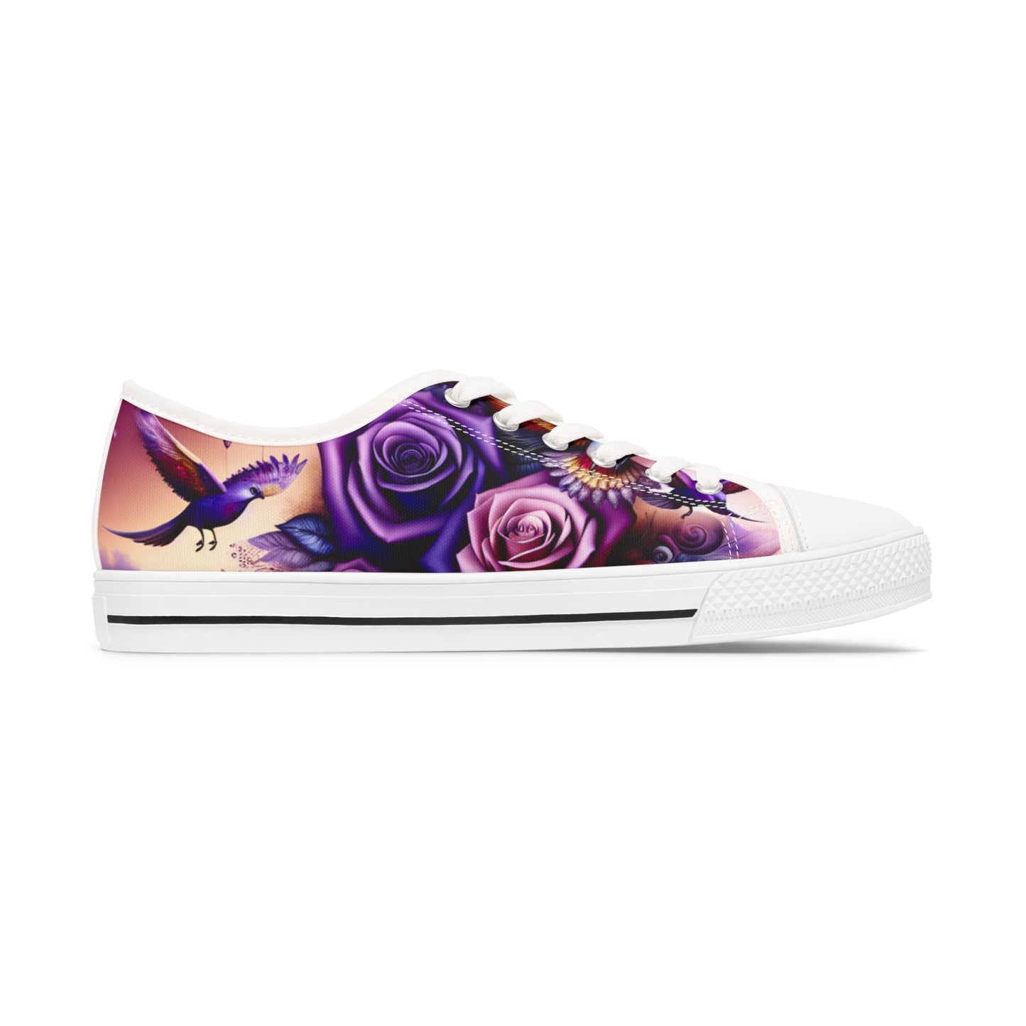 R&RH Purple Floral Art Women's Low Top Sneakers - Stylish and Comfortable Everyday Footwear