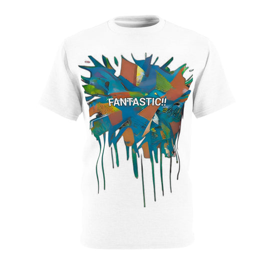 R&RH Artistic Unisex White Tee – 'FANTASTIC!!' Vibrant T-Shirt for Creative Souls