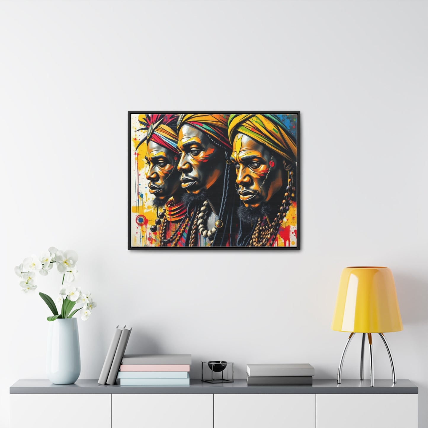 R&RH Cultural Heritage Canvas Wrap - Vibrant Art of Three Warriors