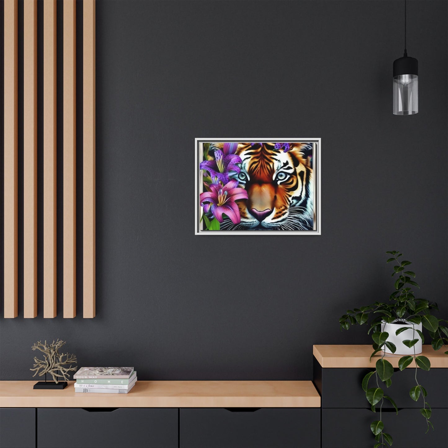 R&RH Vibrant Tiger Floral Framed Canvas Art