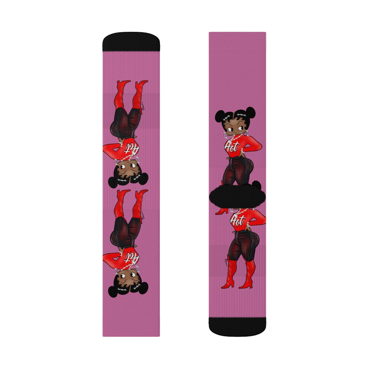 R_RH Pink Caricature Sublimation Socks